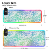 Color Leaves Wireless Charging Mouse Pad for Mobile Phone Extra Large Gaming Mousepad with 13 Lighting Modes Mouse Mat for MacBook PC Laptop Desk Office Home Gaming